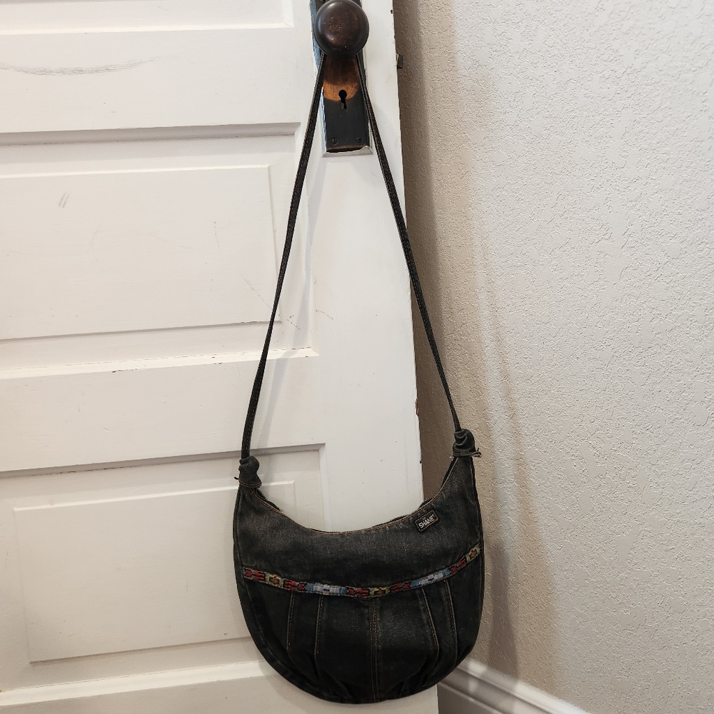 VINTAGE Shane Women's Stylish Black Denim Shoulder Bag